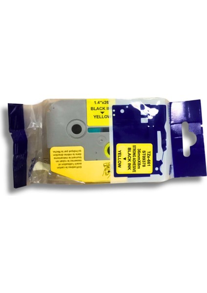 Brother TZE-661 36MMX8M Sarı Etikete Siyah Muadil Laminasyon Şerit fiyatları