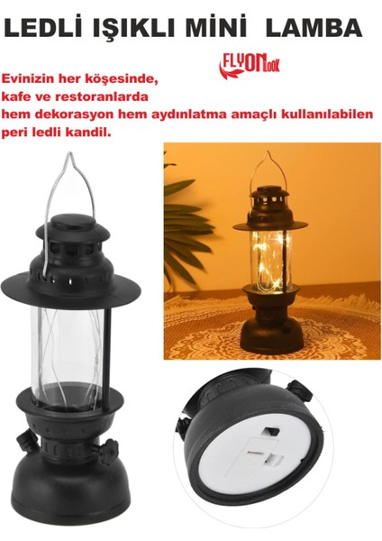 LED Mini Lamba Parti , Ev, Bahçe, Restorantlarda Hem Dekorasyon Hem Aydınlatma Fener Kamp Retro Tarz