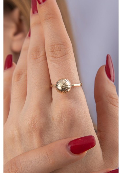 14 Ayar Altın Işıltılı Topcuk Yüzük 2