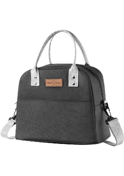 Omuz Askısı Taşıma Öğle Yemeği Çantası Oxford Kumaş Çanta Termal Yalıtımlı Soğutucu Öğle Yemeği Kutusu Tote Depolama Kese-Siyah (Yurt Dışından)