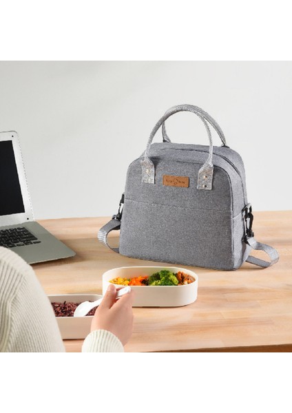 Omuz Askısı Taşıma Öğle Yemeği Çantası Oxford Kumaş Çanta Termal Yalıtımlı Soğutucu Öğle Yemeği Kutusu Tote Depolama Kese-Siyah (Yurt Dışından) fırsatları