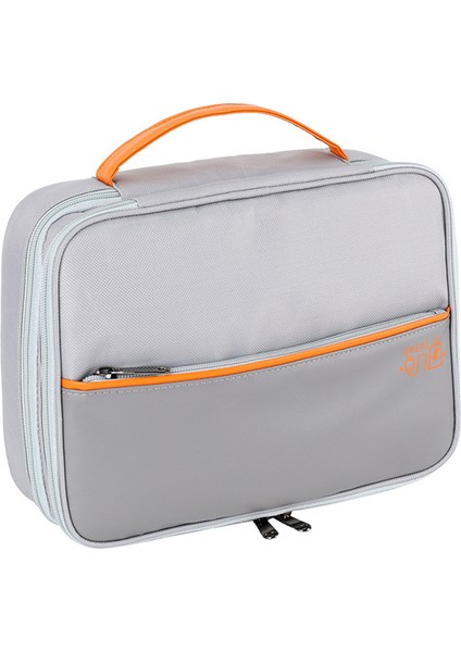 Üç Katlı Dijital Aksesuar Saklama Çantası Polyester + Pu Deri Veri Kablosu Power Bank Çanta-Gri (Yurt Dışından)