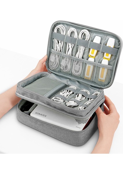 Baona BN-B004 Organizatör Çantası Büyük Çift Katmanlı Saklama Çantası USB Kabloları/şarj Cihazları/güç Bankası/usb Flash Sürücü/cep Telefonu Için Çizilmez Kılıf-Siyah (Yurt Dışından) fiyatları