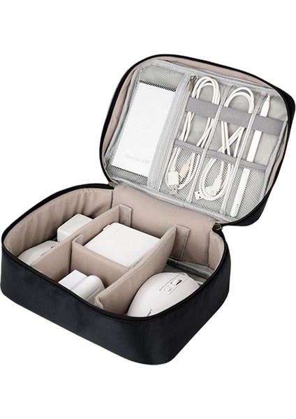 Tek Katmanlı Aksesuar Çantası Polyester + Kablolar Için Pu Deri Çanta Sabit Disk Adaptörü-Bej (Yurt Dışından) modelleri