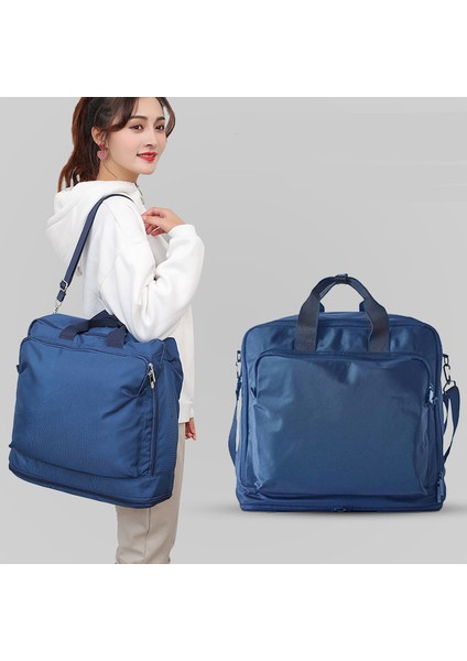 Weekeıght Büyük Kapasiteli Hafif Seyahat Saklama Çantası Elbise Bagaj Taşıma Çantası Crossbody Çanta-Lacivert (Yurt Dışından)