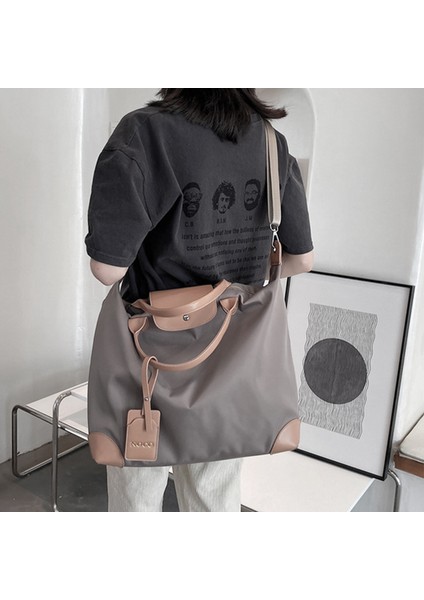 2399 Naylon Çanta Spor Seyahat Duffle Çanta Hafta Sonu Gecelik Çanta Tote Omuz Çantası-Gri (Yurt Dışından) fiyatları