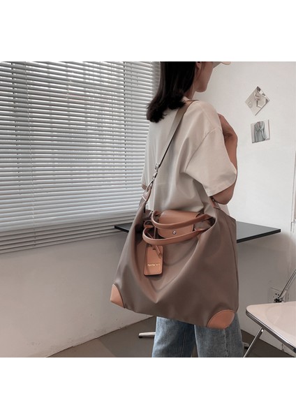 2399 Naylon Çanta Spor Seyahat Duffle Çanta Hafta Sonu Gecelik Çanta Tote Omuz Çantası-Gri (Yurt Dışından) modelleri