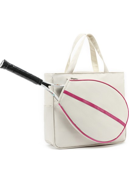 5615 Raket Saklama Çantası Spor Çantası Omuz Çantası 43X12X36+22CM-BEYAZ/TENIS Raketi Için (Yurt Dışından)
