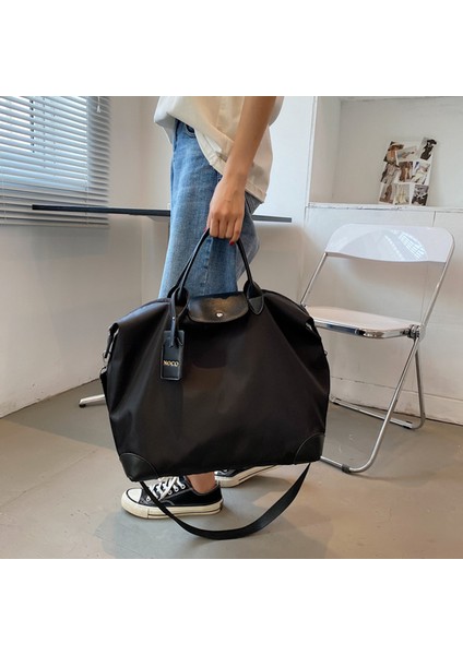 2399 Naylon Çanta Spor Seyahat Duffle Çanta Hafta Sonu Gecelik Çanta Tote Omuz Çantası-Siyah (Yurt Dışından) modelleri