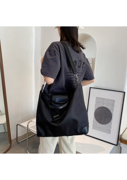 2399 Naylon Çanta Spor Seyahat Duffle Çanta Hafta Sonu Gecelik Çanta Tote Omuz Çantası-Siyah (Yurt Dışından) indirimleri