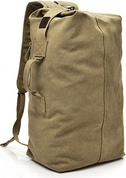 Yürüyüş Kamp Sırt Çantası Kanvas Seyahat Sırt Çantası Dizüstü Bilgisayar Omuz Çantası, Boyut: S-Haki (Yurt Dışından)