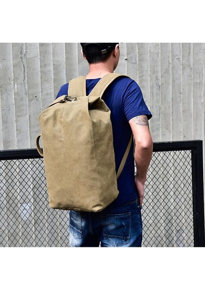 Yürüyüş Kamp Sırt Çantası Kanvas Seyahat Sırt Çantası Dizüstü Bilgisayar Omuz Çantası, Boyut: S-Haki (Yurt Dışından) fırsatları