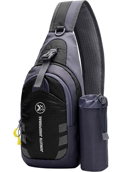 Erkek Kadın Göğüs Crossbody Çanta Sling Sırt Çantası Seyahat Spor Salonu Sırt Çantası Omuz Çantası-Siyah (Yurt Dışından)