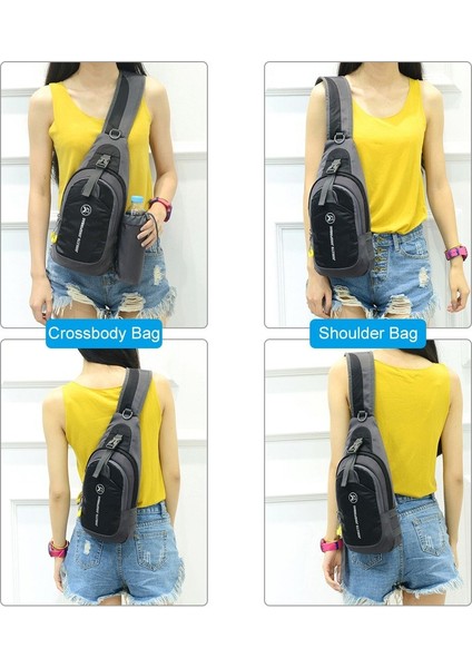 Erkek Kadın Göğüs Crossbody Çanta Sling Sırt Çantası Seyahat Spor Salonu Sırt Çantası Omuz Çantası-Siyah (Yurt Dışından) fırsatları