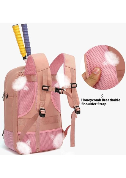 Tenis Badminton Spor Çantası Raket Saklama Ayakkabı Bölmeli Naylon Sırt Çantası, 31X19X46CM-PEMBE (Yurt Dışından) fiyatları