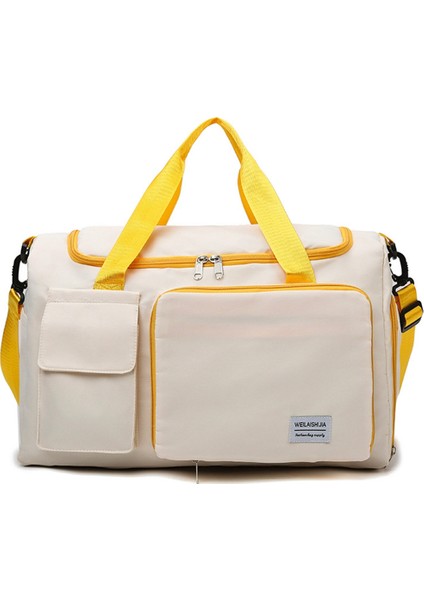 Katlanabilir Oxford Kumaş Spor Çantası Spor Çantası Islak ve Kuru Ayırma Cep Omuz Askılı Spor Çantası-Sarı (Yurt Dışından)