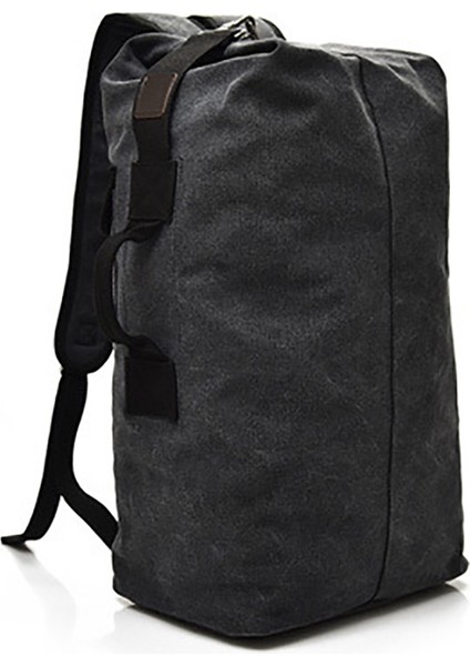 Açık Seyahat Kamp Erkek Sırt Çantası Sırt Çantası Kanvas Bagaj Çantası, Beden S: 45X26X20CM-SIYAH (Yurt Dışından)