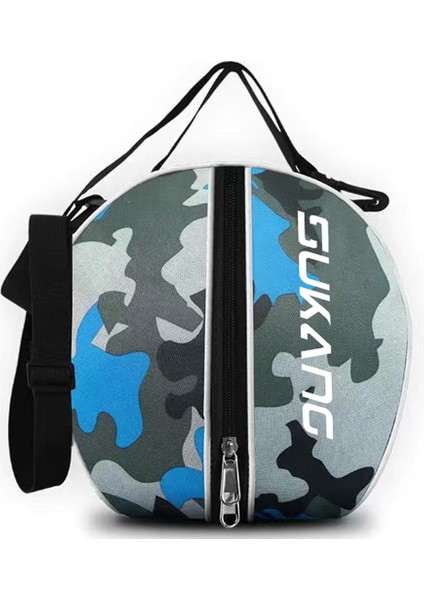 Dayanıklı Polyester Elyaf Basketbol Çantası 30CM Ayarlanabilir Omuz Askılı Spor Antrenman Sırt Çantası-Kamuflaj Mavi (Yurt Dışından)