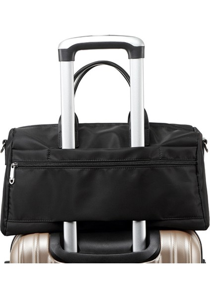 Oxford Kumaş Spor Çanta 49X22X35CM Spor Çantası Spor Çantası Hafta Sonu Gecelik Omuz Crossbody Çanta-Siyah (Yurt Dışından)