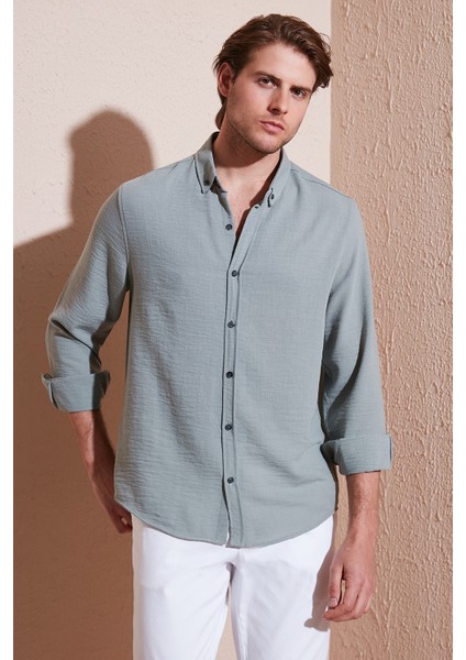 Regular Fit Uzun Kollu Düğmeli Yaka Gömlek Erkek Gömlek CF25S116777