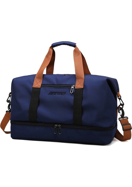 BED-810 Günlük Oxford Kumaş Spor Çantası Seyahat Hafta Sonu Çanta Crossbody Omuz Çantası-Mavi (Yurt Dışından)