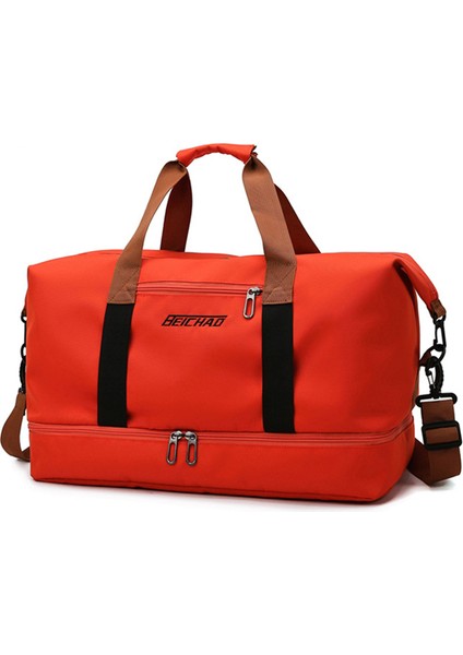 BED-810 Günlük Oxford Kumaş Spor Çantası Seyahat Hafta Sonu Çanta Crossbody Omuz Çantası-Turuncu (Yurt Dışından)