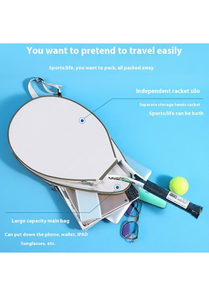 5618 28X7X47CM Tenis Çantası Badminton Raketi Sling Sırt Çantası Erkek Crossbody Çanta, Kadın-Siyah Izgara (Yurt Dışından) fiyatları