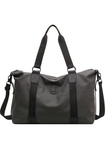 NJ-3001 Su Geçirmez Oxford Kumaş Spor Tote Çanta Seyahat Hafta Sonu Çanta Crossbody Omuz Çantası-Siyah (Yurt Dışından)