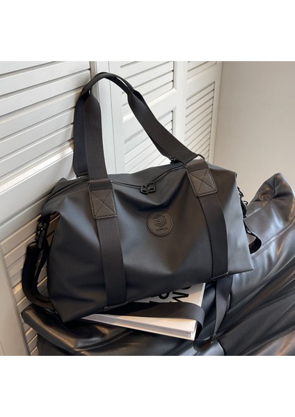 NJ-3001 Su Geçirmez Oxford Kumaş Spor Tote Çanta Seyahat Hafta Sonu Çanta Crossbody Omuz Çantası-Siyah (Yurt Dışından) fiyatları