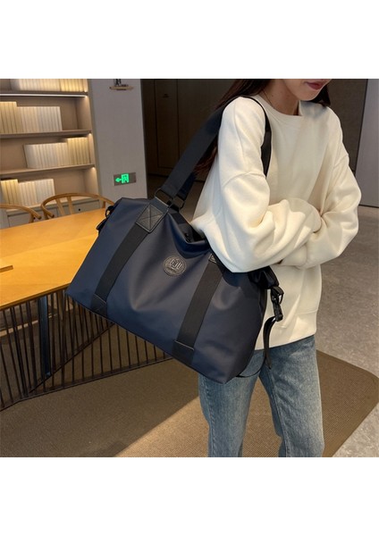 NJ-3001 Su Geçirmez Oxford Kumaş Spor Tote Çanta Seyahat Hafta Sonu Çanta Crossbody Omuz Çantası-Siyah (Yurt Dışından) fırsatları