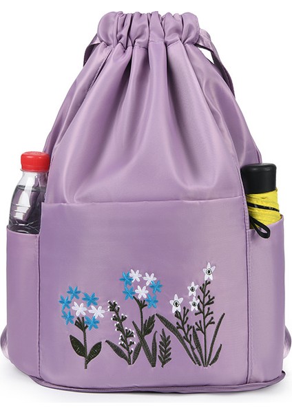 Çiçek Nakış Ipli Sırt Çantası Su Geçirmez Oxford Kumaş Katlanabilir Omuz Çantası-Pembe (Yurt Dışından) modelleri
