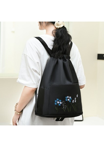 Çiçek Nakış Ipli Sırt Çantası Su Geçirmez Oxford Kumaş Katlanabilir Omuz Çantası-Pembe (Yurt Dışından) indirimleri