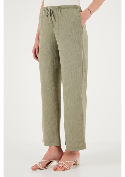 Regular Fit Normal Bel Geniş Paça Pantolon Bayan Pantolon 5866117