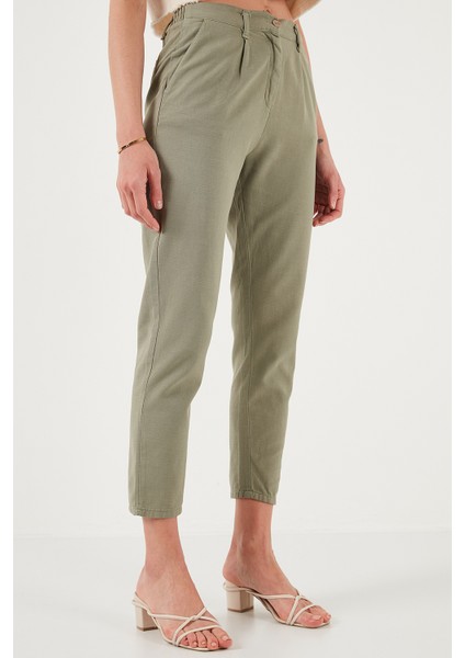 Pamuklu Slim Fit Normal Bel Düz Paça Pantolon Bayan Pantolon 668Y5121 modelleri