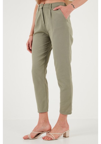Pamuklu Slim Fit Normal Bel Düz Paça Pantolon Bayan Pantolon 668Y5121 indirimleri