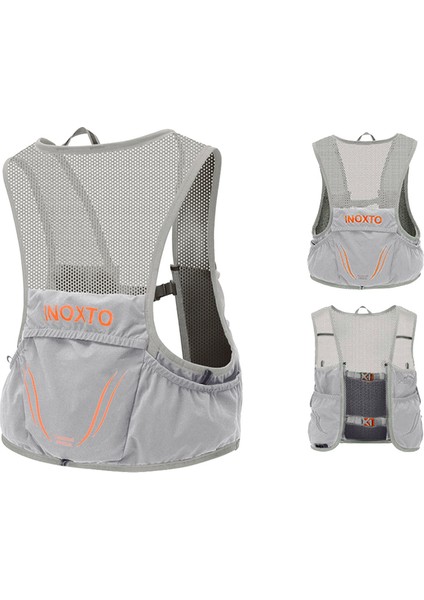 Outdoor Inoxto 3.5l Koşu Yeleği Sırt Çantası Hafif Telefon Tutucu Cepler Yürüyüş Bisiklet Sırt Çantası Su Şişesi Taşıma Çantası (Boyut: L) -Açık Gri/turuncu (Yurt Dışından) indirimleri