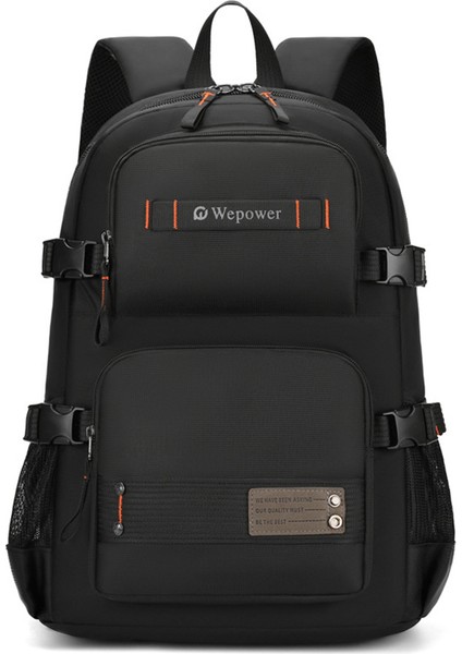 Wepower 8110 Büyük Kapasiteli Naylon Iş Rahat Sırt Çantası Açık Seyahat Çift Omuz Çantası-Siyah (Yurt Dışından)