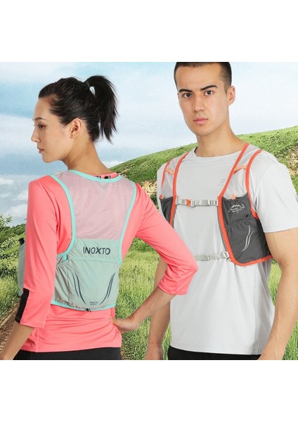 Outdoor Inoxto 3.5l Koşu Yeleği Sırt Çantası Hafif Telefon Tutucu Cepler Yürüyüş Bisiklet Sırt Çantası Su Şişesi Taşıma Çantası (Boyut: L) -Açık Gri/siyahımsı Yeşil (Yurt Dışından)