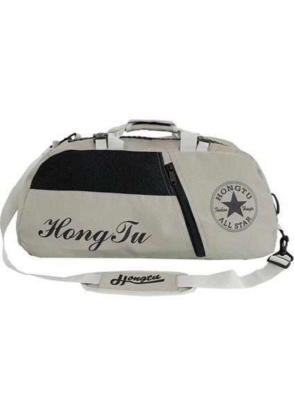 HT-325 Spor Omuz Çantası Oxford Kumaş Seyahat Çantası Haftasonu Çantası Saklama Çantası-Gri (Yurt Dışından)