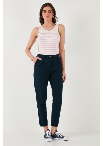 Pamuklu Slim Fit Normal Bel Düz Paça Pantolon Bayan Pantolon 668Y5121 fırsatları