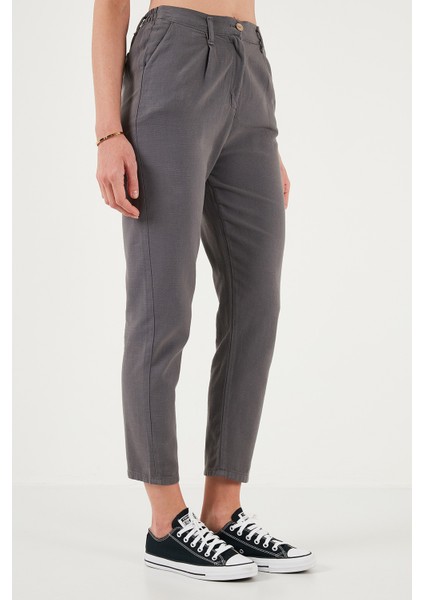 Pamuklu Slim Fit Normal Bel Düz Paça Pantolon Bayan Pantolon 668Y5121 modelleri