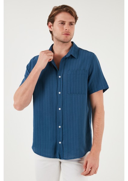 Pamuklu Regular Fit Tek Cepli Kısa Kol Gömlek Erkek Gömlek CF25S128230