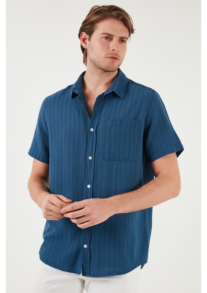 Pamuklu Regular Fit Tek Cepli Kısa Kol Gömlek Erkek Gömlek CF25S128230