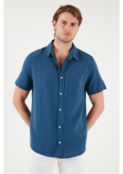 Pamuklu Regular Fit Tek Cepli Kısa Kol Gömlek Erkek Gömlek CF25S128230
