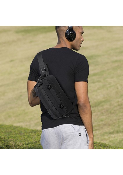 Ozuko 9676 Outdoor Taktik Erkek Crossbody Çanta Oxford Kumaş Göğüs Paketi-Gri (Yurt Dışından)