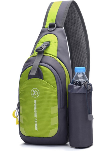 Junletu Erkek Kadın Göğüs Çantası Naylon Tek Omuz Crossbody Çanta Ayrılabilir Şişe Çantası-Yeşil (Yurt Dışından)