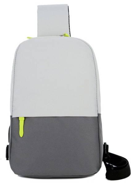 0992 Erkek Kadın Göğüs Çantası Naylon Oxford Clorh Tek Omuz Crossbody Çanta Rahat Seyahat Sırt Çantası-Gri (Yurt Dışından)