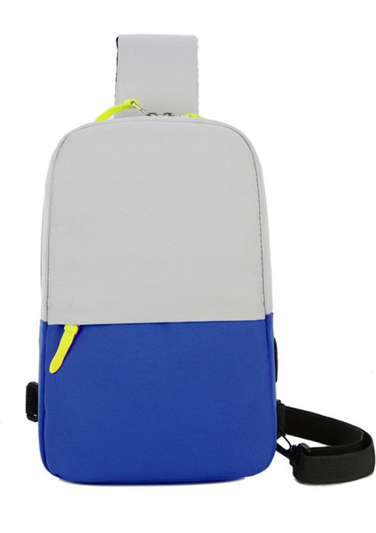 0992 Erkek Kadın Göğüs Çantası Naylon Oxford Clorh Tek Omuz Crossbody Çanta Rahat Seyahat Sırt Çantası-Mavi (Yurt Dışından)
