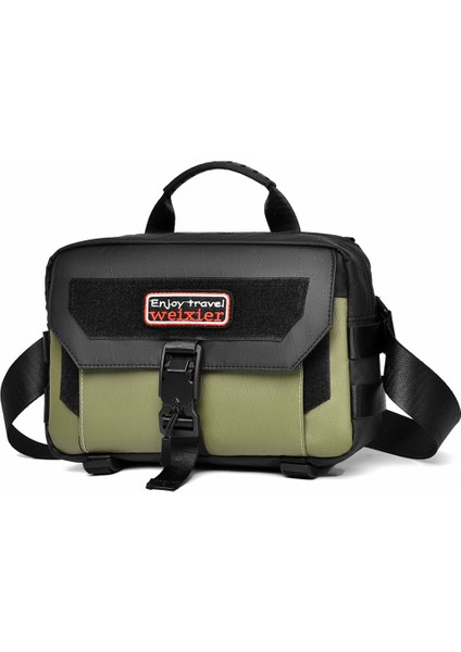 Weıxıer D404 Erkekler Su Geçirmez Crossbody Çanta Manyetik Toka Tripod Taşıma Seyahat Tek Omuz Çantası-Yeşil (Yurt Dışından)
