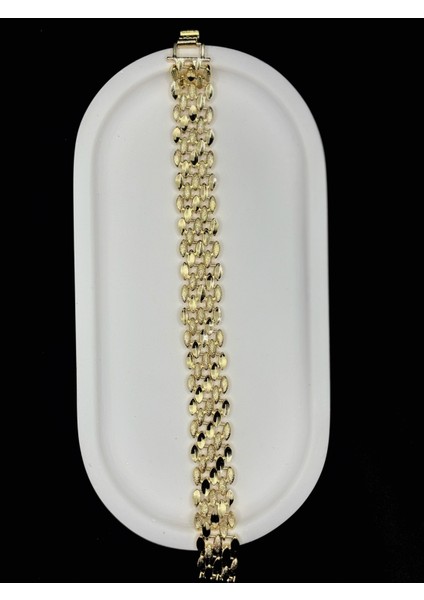 Xupıng Jewelry Altın Kaplama Şık Geniş Bileklik - Özel Tasarım Parlak Detaylı